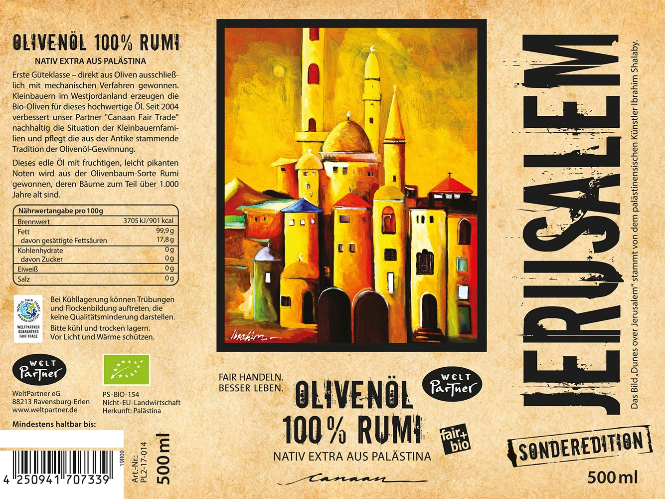 Olivenöl 100% Rumi nativ 500ml von Canaan Fair Trade