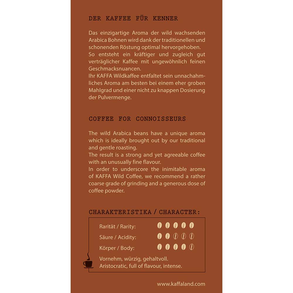 Kaffa Fairtrade Wildkaffee medium gemahlen