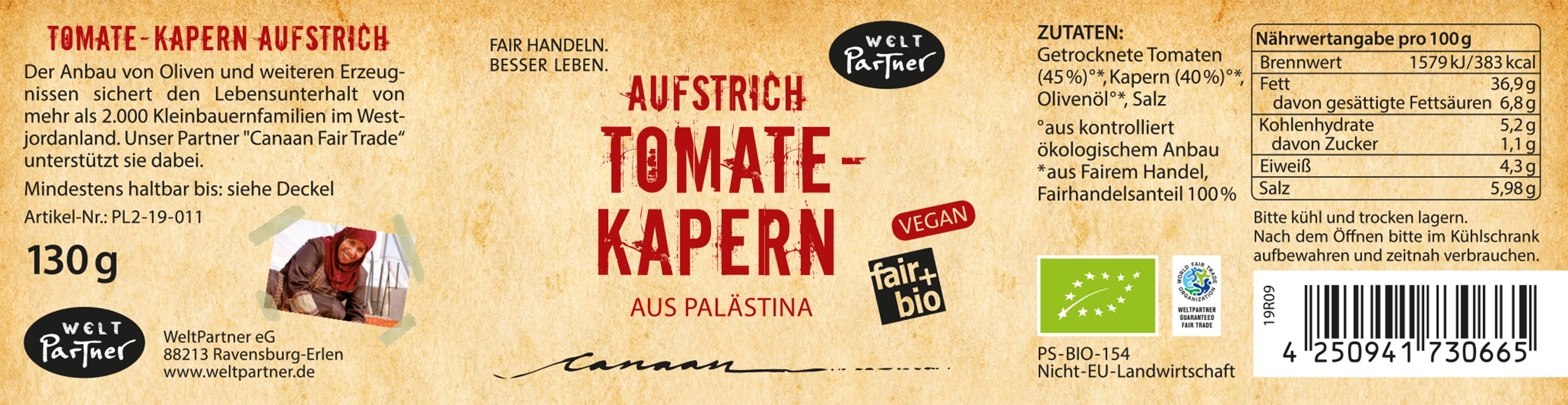 Tomate-Kapern Aufstrich aus Palästina