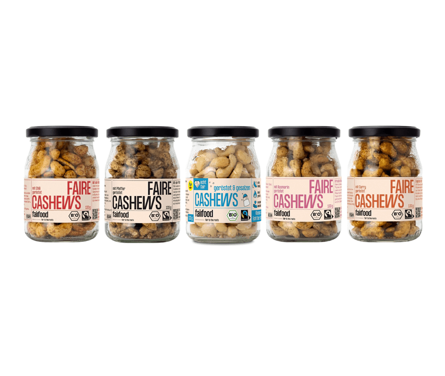 Cashewkerne 5er Set geröstet und natur im Glas