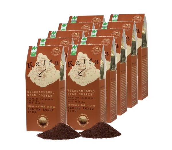 Kaffa Fairtrade Wildkaffee medium gemahlen 10er set