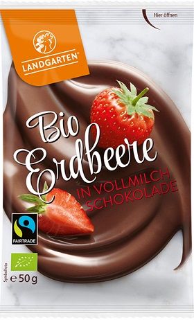 Fairtrade Schokolade Landgarten Erdbeere Vollmilch