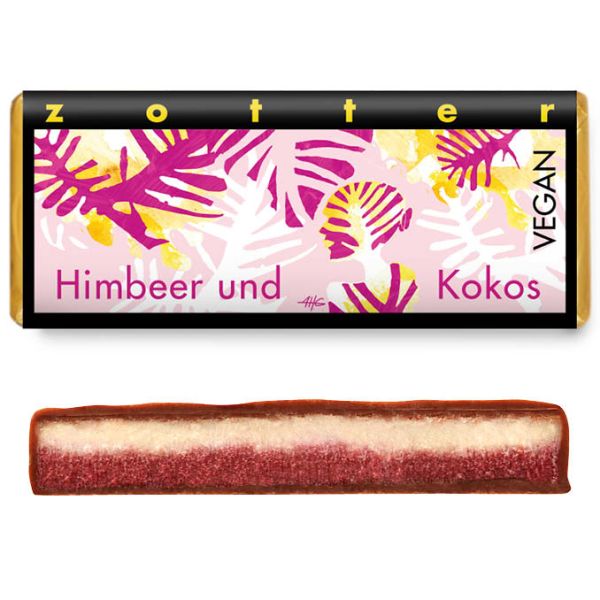 Zotter Schokolade handgeschöpft Himbeer Kokos