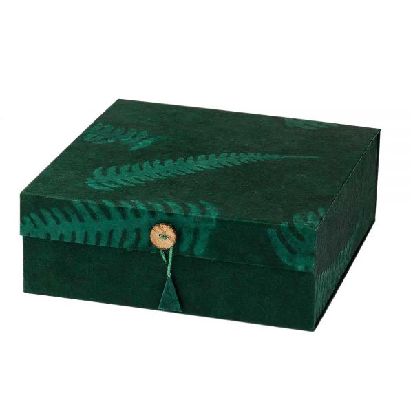 Geschenkbox grün blatt handgeschöpftes papier