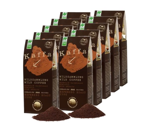 Kaffa Fairtrade Wildkaffee mild gemahlen 10er set