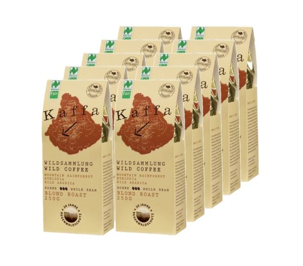Kaffa Fairtrade Wildkaffee mild Bohne 10er set