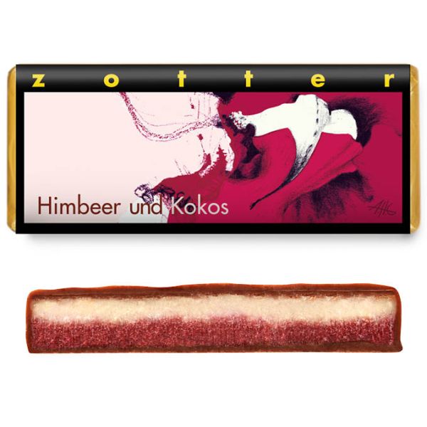 Zotter Schokolade handgeschöpft Himbeer Kokos