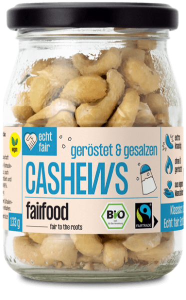fairfood cashew geröstet gesalzen glas