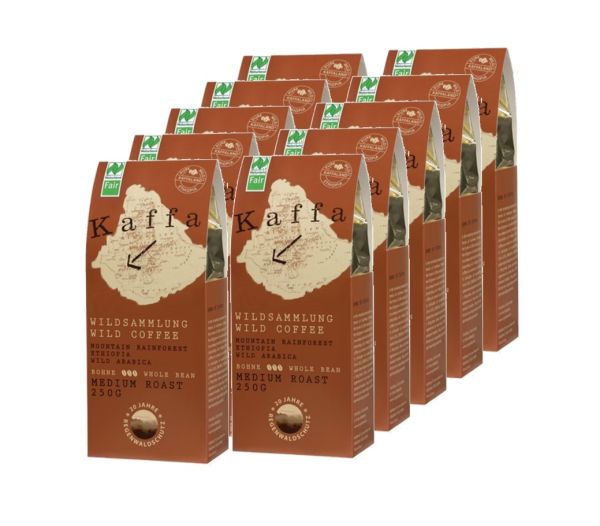 Kaffa Wildkaffee medium Bohne 10er set